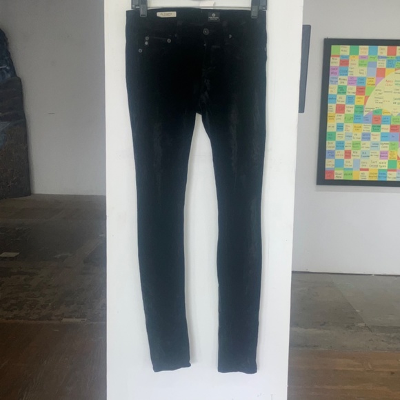 AG black velour skinny trouser pant - Picture 13 of 13